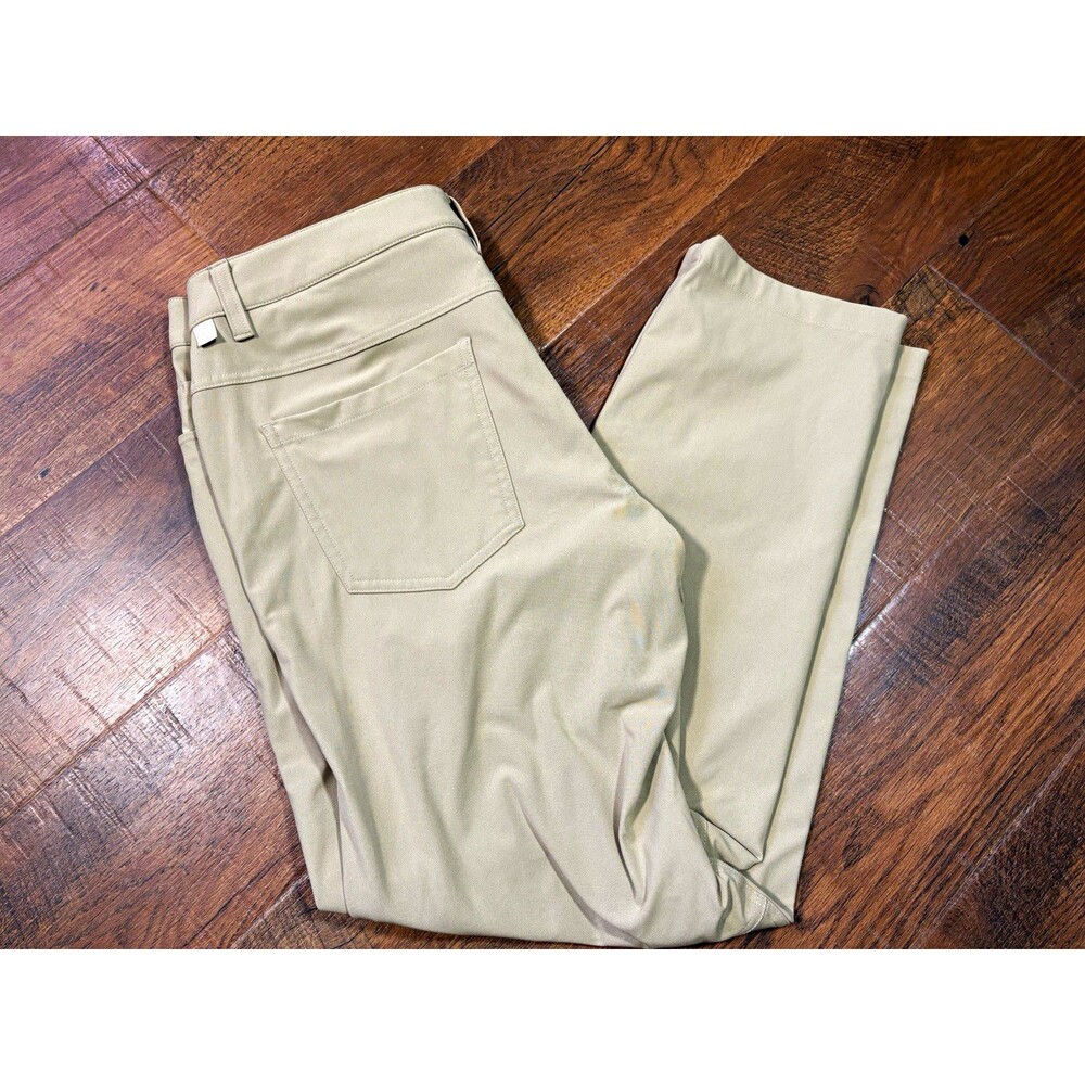 Lululemon Commission Slim Fit Tapered Beige Microfiber Pants Mens 33" Waist